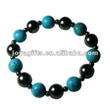 Magnetic Hematite turquoise Beaded Bracelet 7.25"